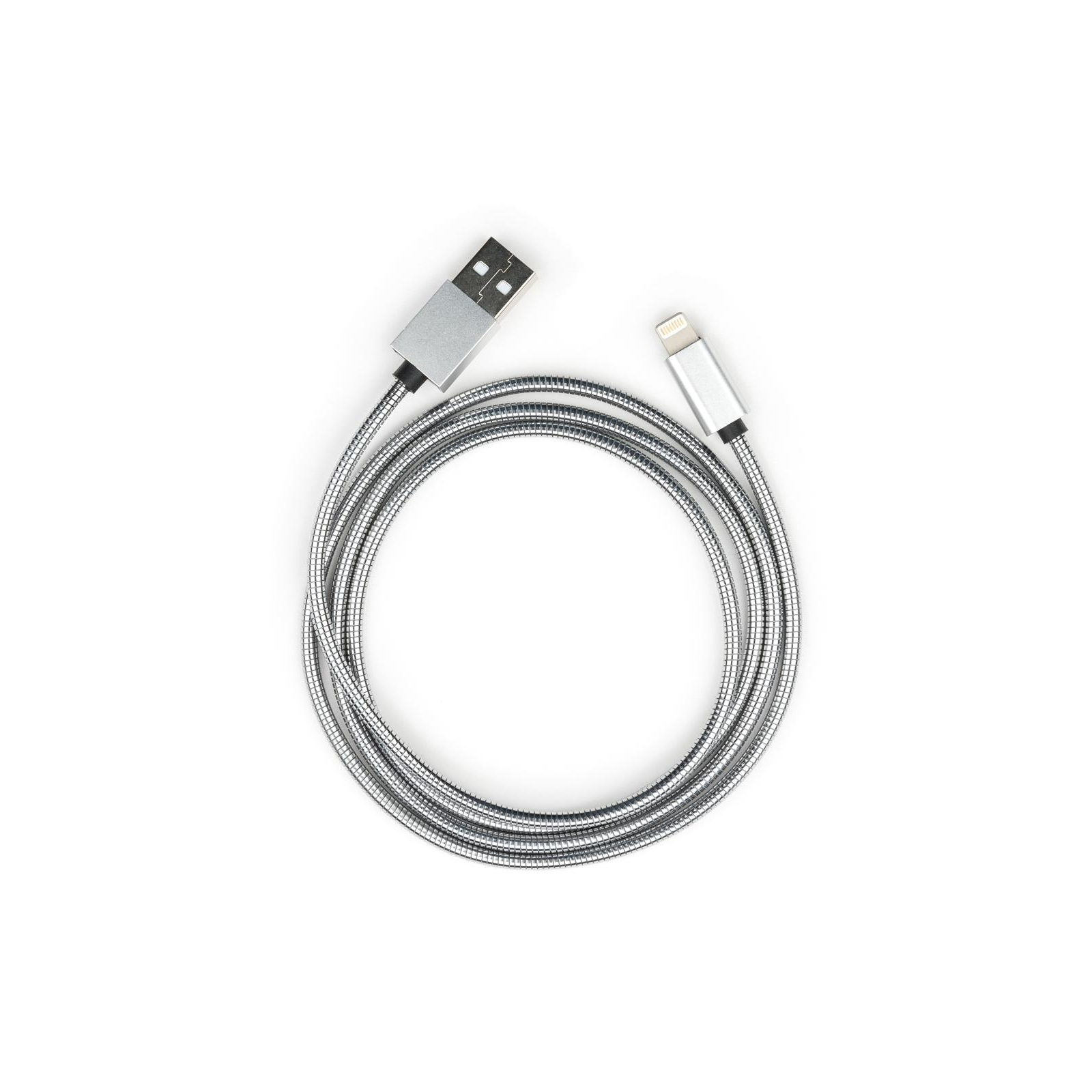 Дата кабель USB 2.0 AM to Lightning 1m stainless steel silver Vinga (VCPDCLSSJ1S) изображение 5