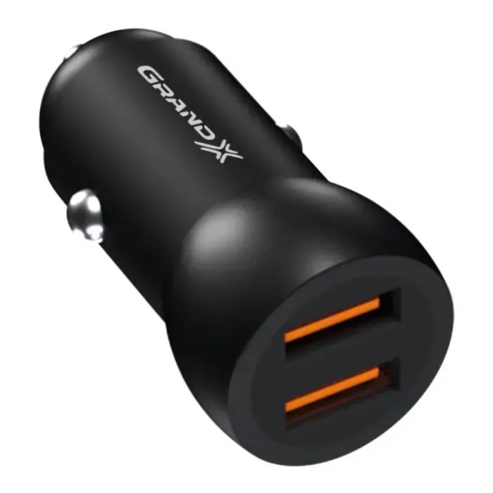 Зарядное устройство Grand-X car 12-24V Black 2USB 5V/2.4A (CH-26/CH-26B)