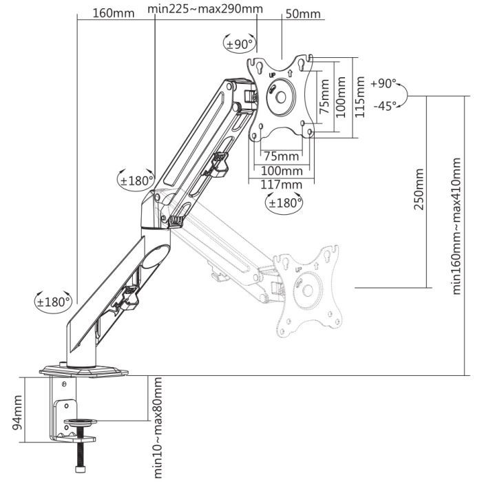 Кронштейн Brateck LDT25-C012 зображення 6