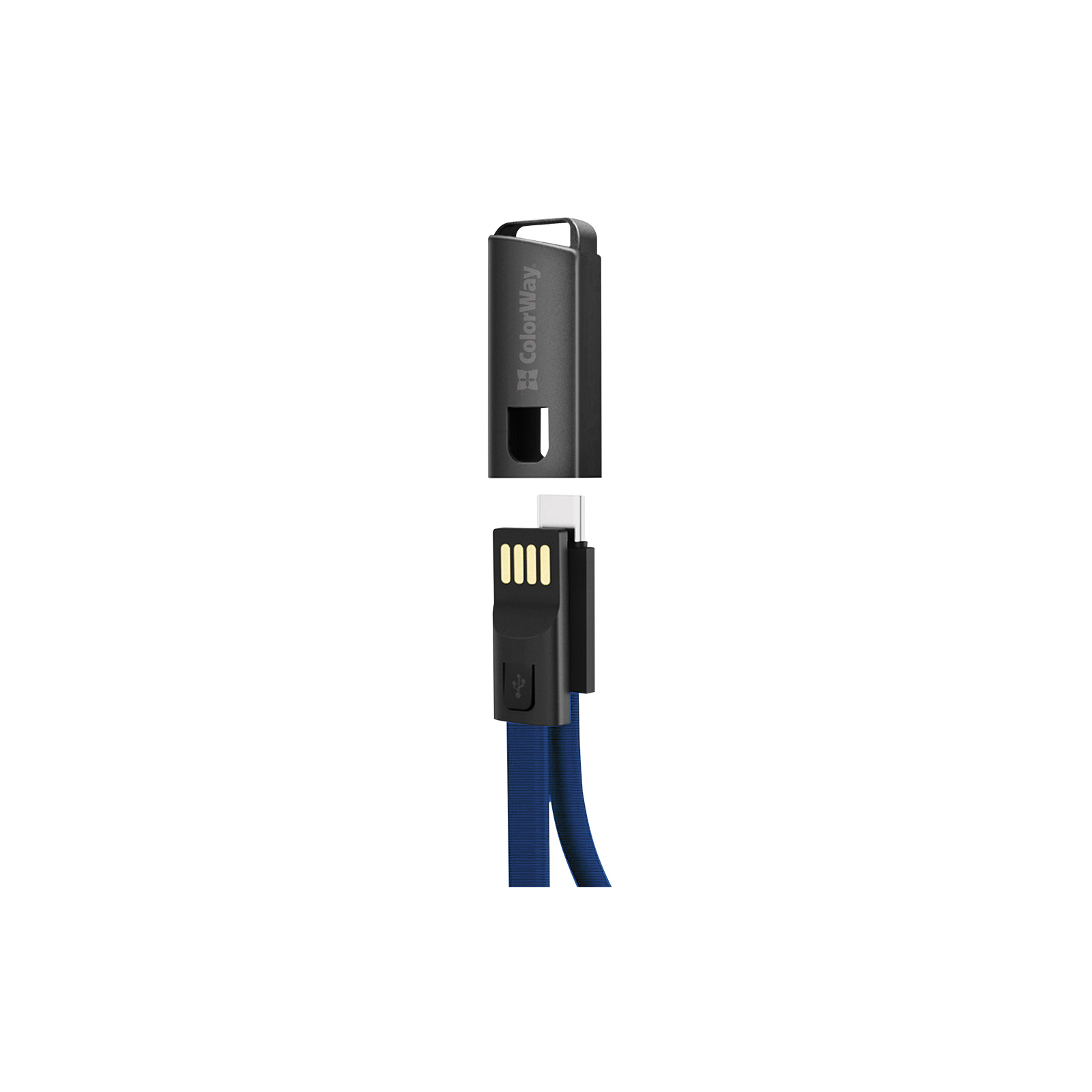 Дата кабель USB 2.0 AM to Type-C 0.22m blue ColorWay (CW-CBUC023-BL) зображення 2