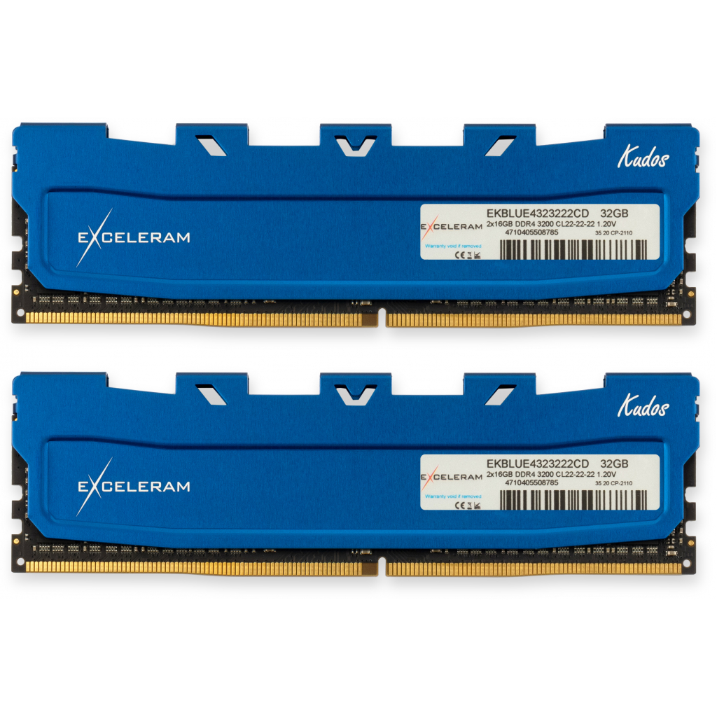 Модуль памяти для компьютера DDR4 32GB (2x16GB) 3200 MHz Blue Kudos eXceleram (EKBLUE4323222CD)