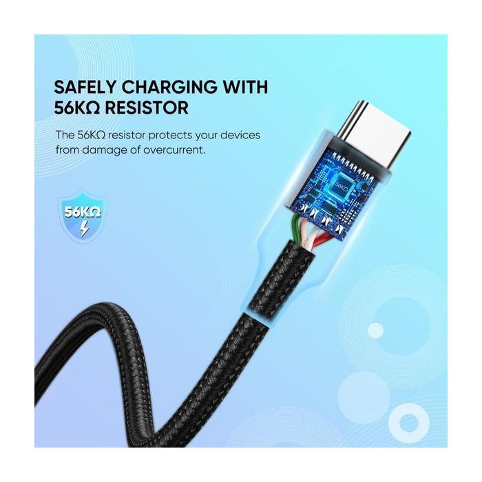 Дата кабель USB 2.0 AM to USB-C 1.5m US288 Aluminum Braid (Black) Ugreen (60127) изображение 5