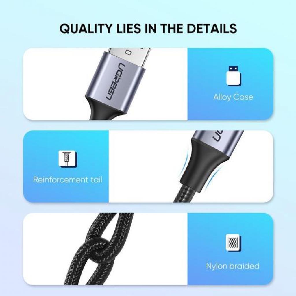 Дата кабель USB 2.0 AM to Type-C 1.5m US288 Aluminum Braid (Black) Ugreen (60127) изображение 7