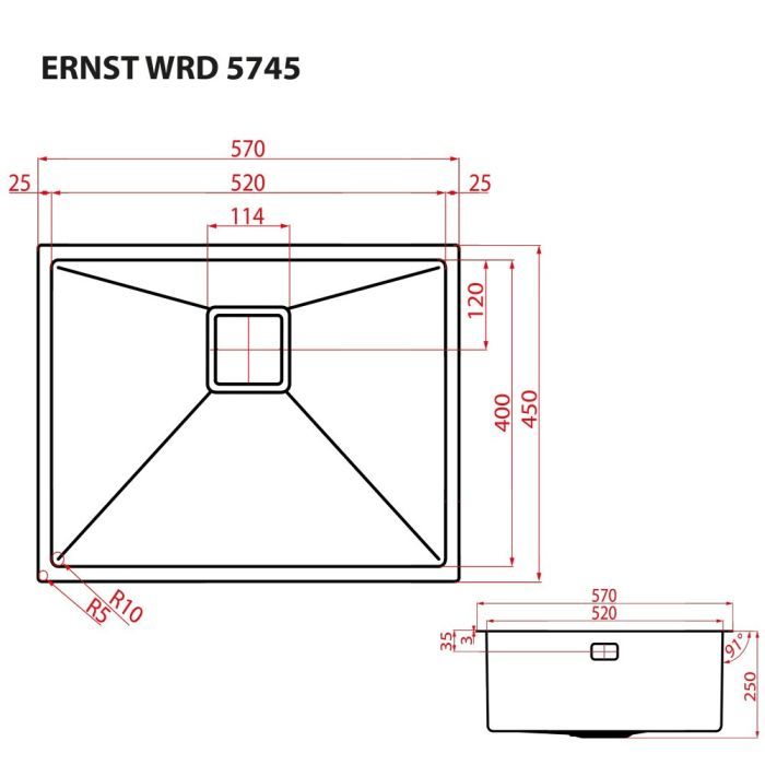 Мойка кухонная Weilor ERNST WRD 5745 изображение 8