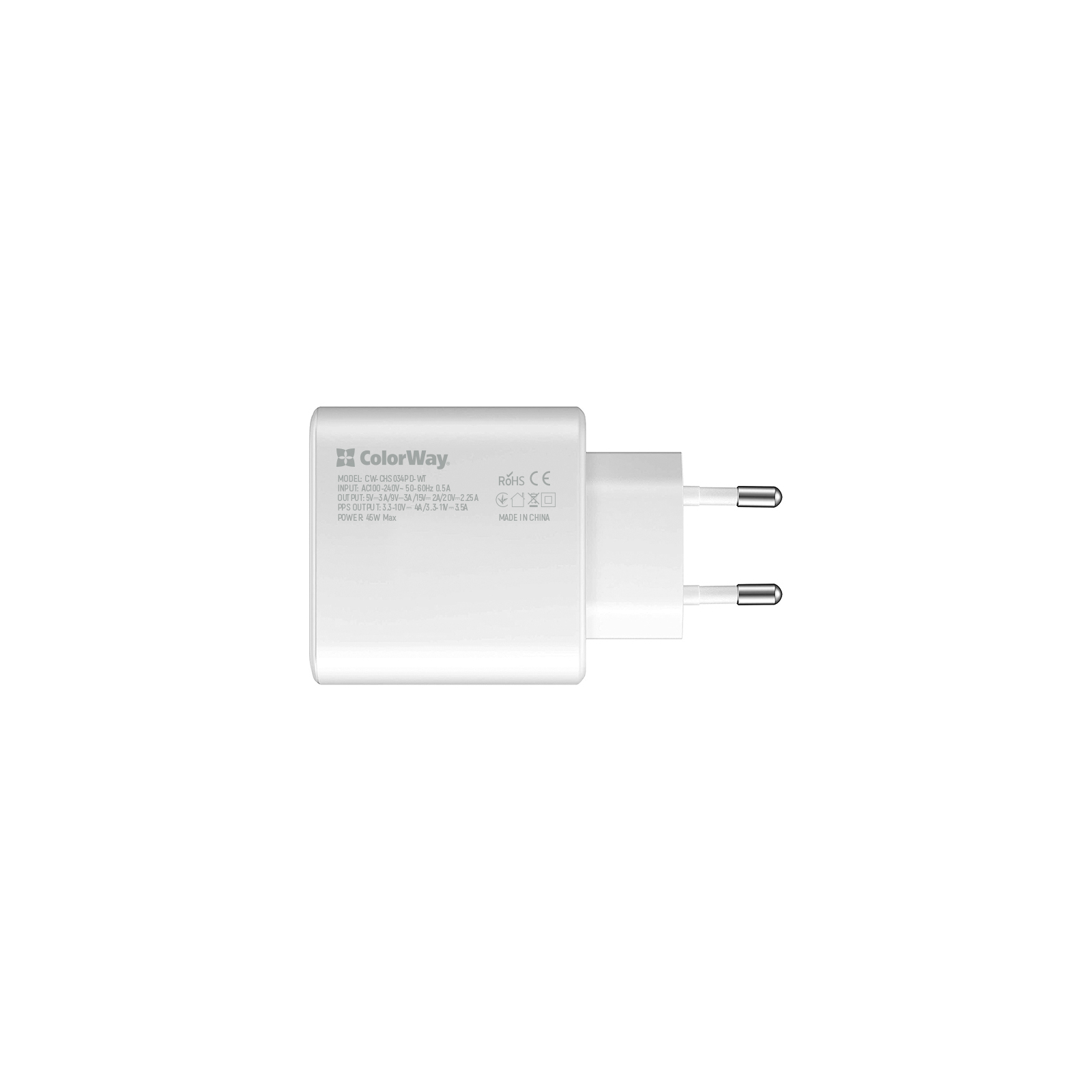 Зарядное устройство ColorWay Power Delivery Port PPS USB Type-C (45W) white (CW-CHS034PD-WT) изображение 2