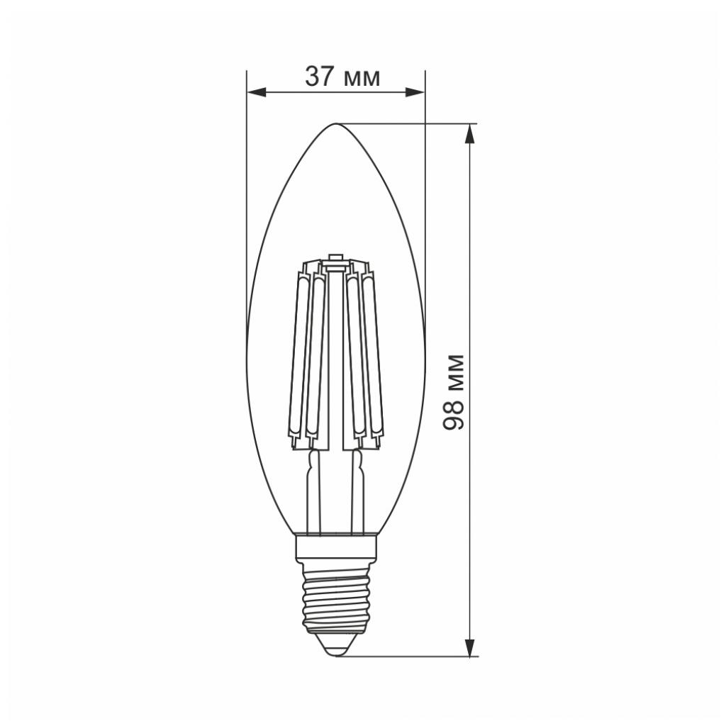 Лампочка Videx Filament C37F 6W E14 3000K 220V (VL-C37F-06143) изображение 3