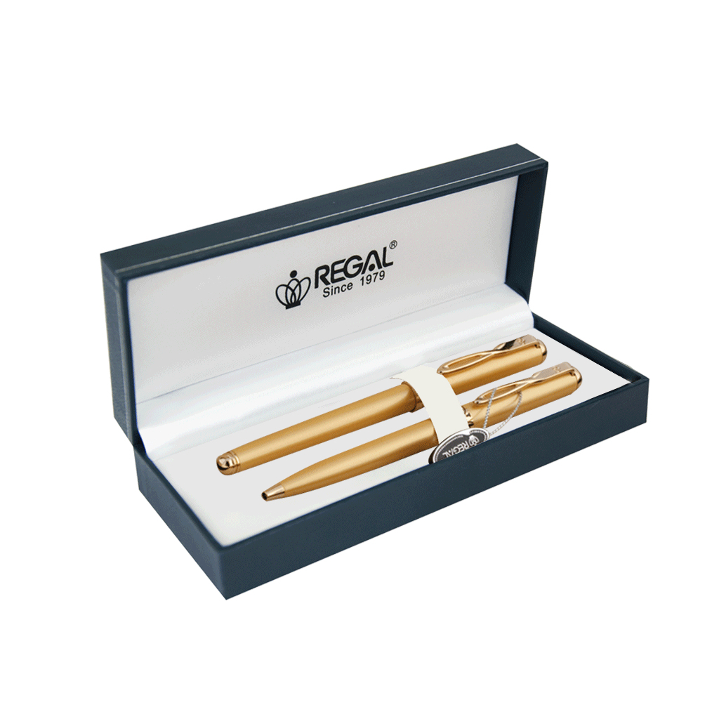 Ручка перьевая Regal набор перо + роллер в подарочном футляре Золото (R18109.L.BF)