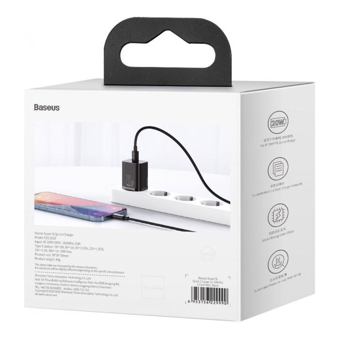 Зарядний пристрій Baseus 1 Type-C 20W (CCSUP-B01) зображення 6