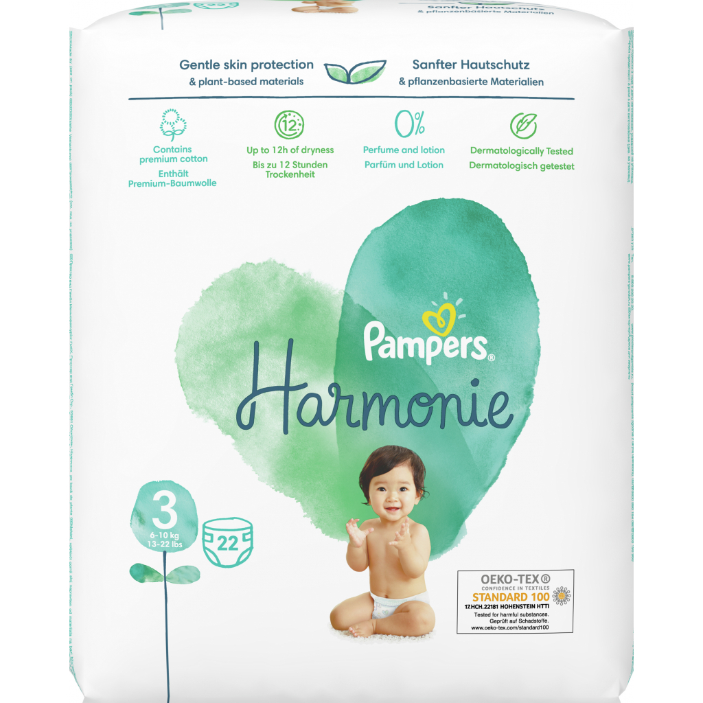 Подгузники Pampers Harmonie Размер 3 (6-10 кг) 22 шт (8006540156230) изображение 2