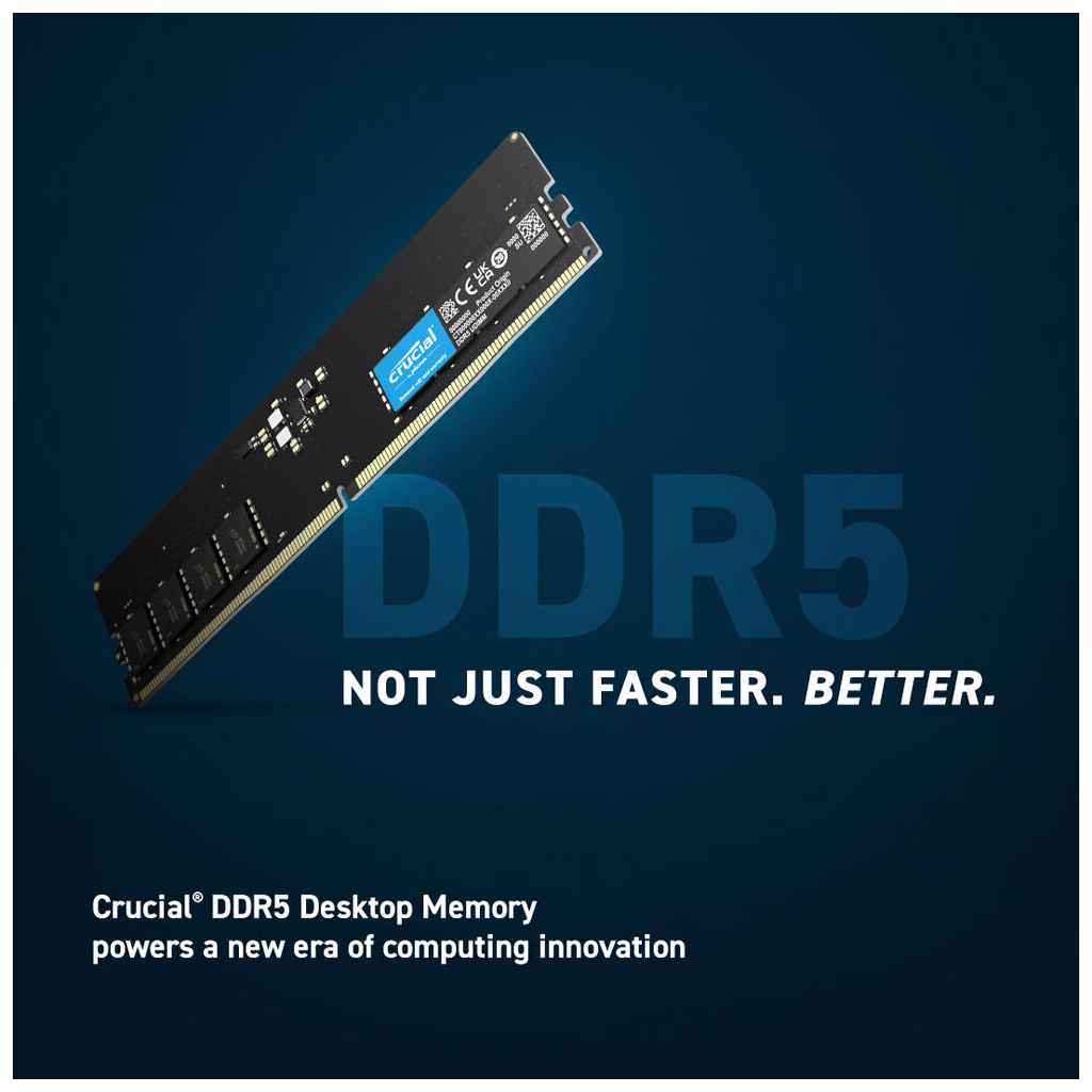 Модуль пам'яті для комп'ютера DDR5 16GB 4800 MHz Micron (CT16G48C40U5) зображення 2