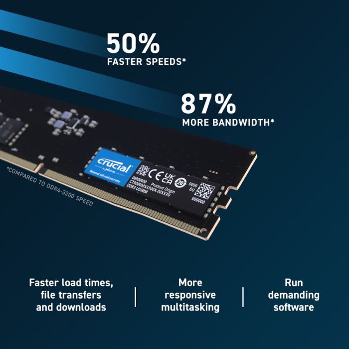 Модуль памяти для компьютера DDR5 32GB 4800 MHz Micron (CT32G48C40U5) изображение 3