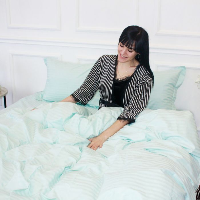 Постельное белье MirSon Satin Stripe 30-0013Azure 160х220 Семейный (2200005252437) изображение 7