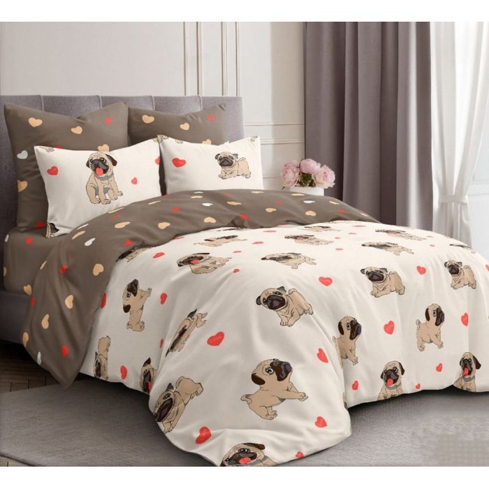 Постільна білизна MirSon Бязь 17-0566 Pug-dog (2200004268781)