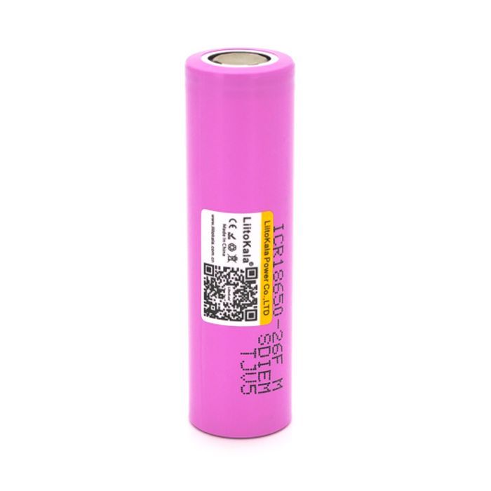 Акумулятор 18650 2600mAh (2450-2650mah), 3.7V (2.75-4.2V), pink, PVC BOX Liitokala (Lii-26FM)