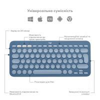 Клавиатура Logitech K380 for MAC Multi-Device Bluetooth UA Blueberry (920-011180) изображение 6