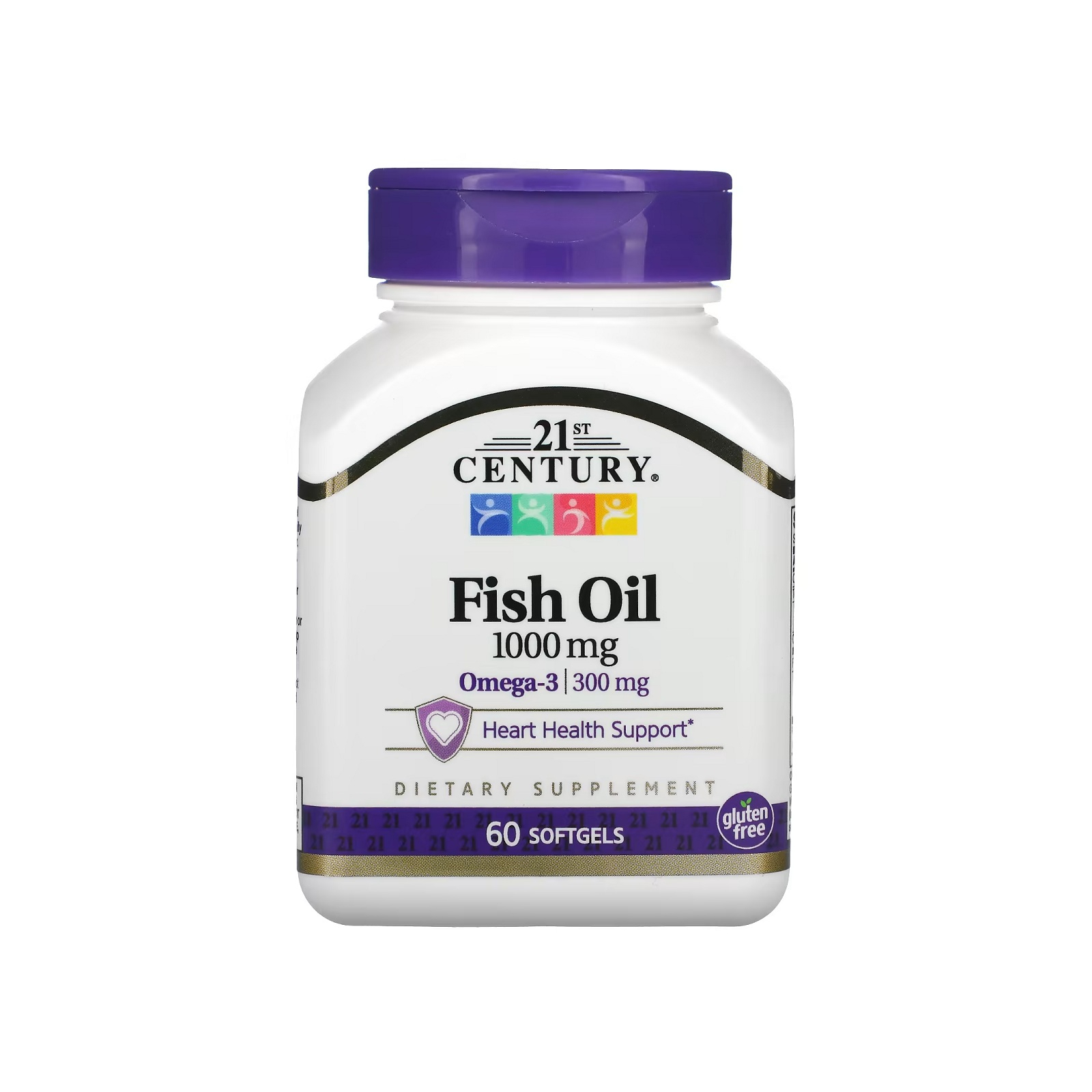 Жирные кислоты 21st Century Рыбий жир, 1000 мг, Fish Oil, 60 желатиновых капсул (CEN-21495)