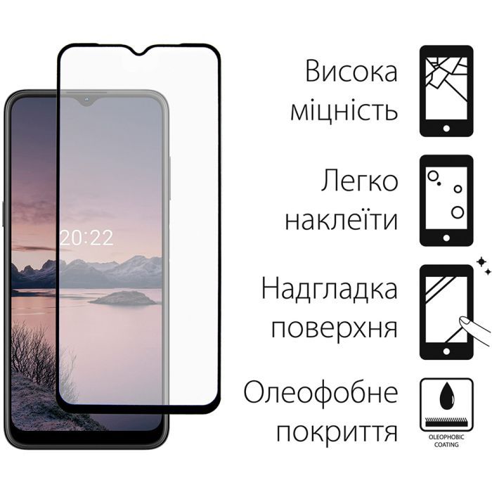 Стекло защитное Dengos Full Glue Nokia G11 black frame (TGFG-235) изображение 2