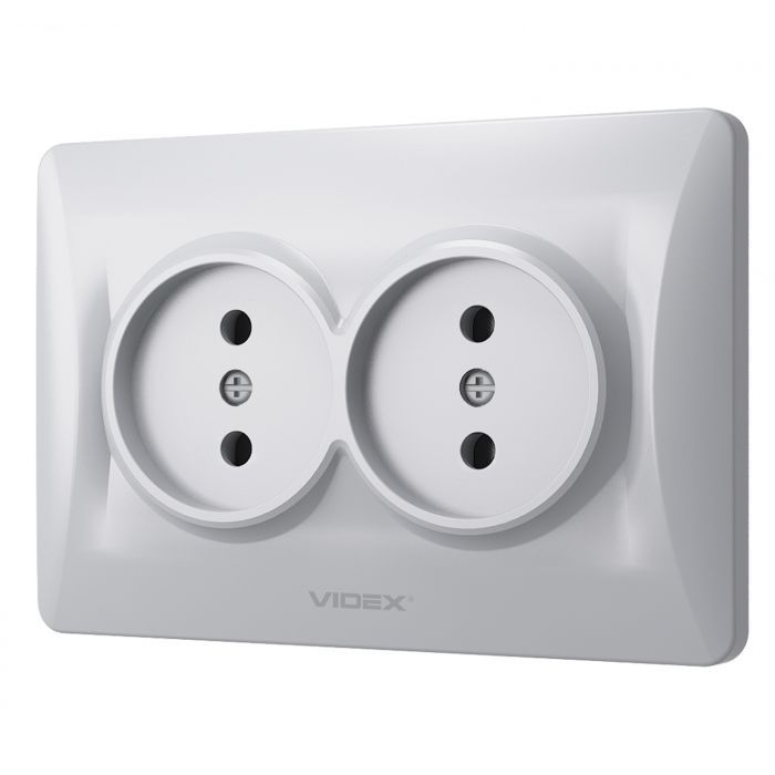 Розетка Videx BINERA 2ая серебр (VF-BNSK2-SS) изображение 2