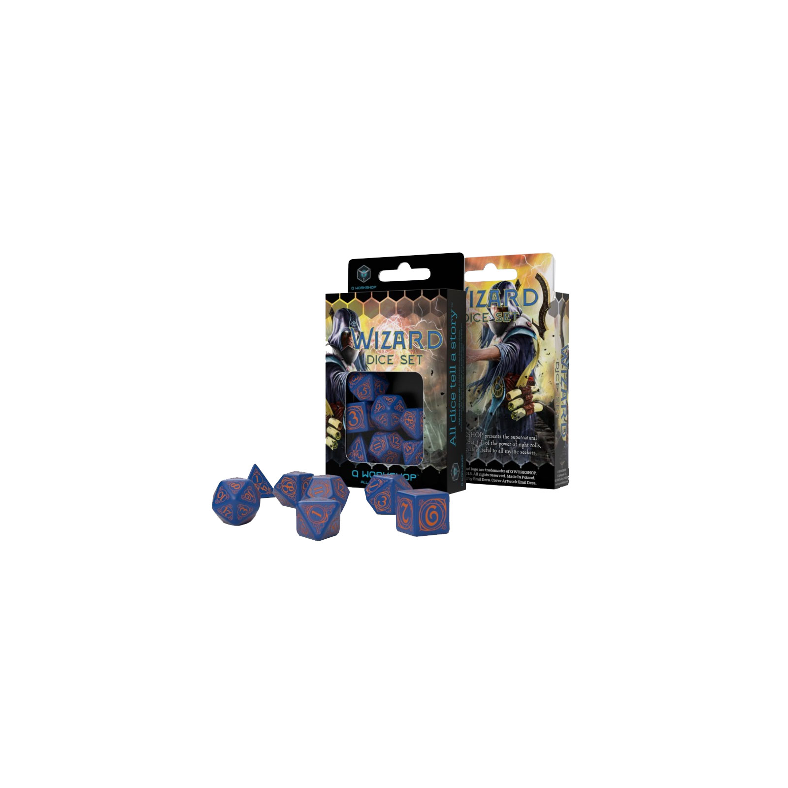 Набор кубиков для настольных игр Q-Workshop Wizard Dark-blue orange Dice Set (7 шт) (SWIZ90) изображение 2