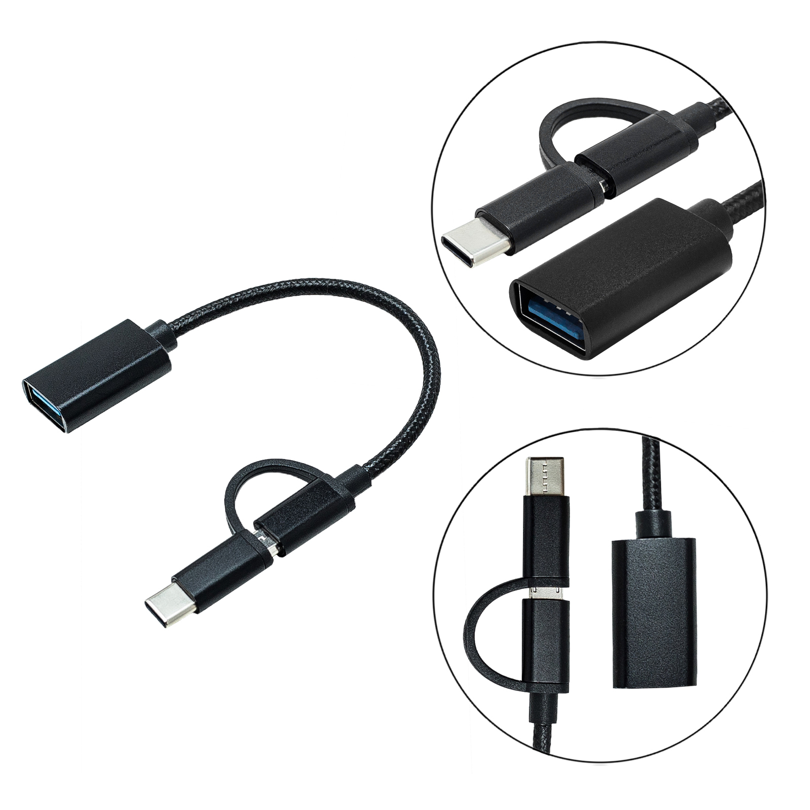 Переходник OTG AC-150 2in1 USB 3.0 - MicroUSB USB Type-C Black XoKo (AC-150-BK) изображение 4