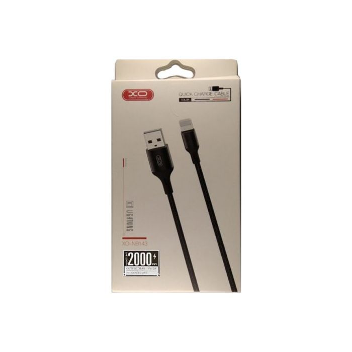 Дата кабель USB 2.0 AM to Lightning 1.0m NB143 Braided Black XO (XO-NB143i1-BK) изображение 3