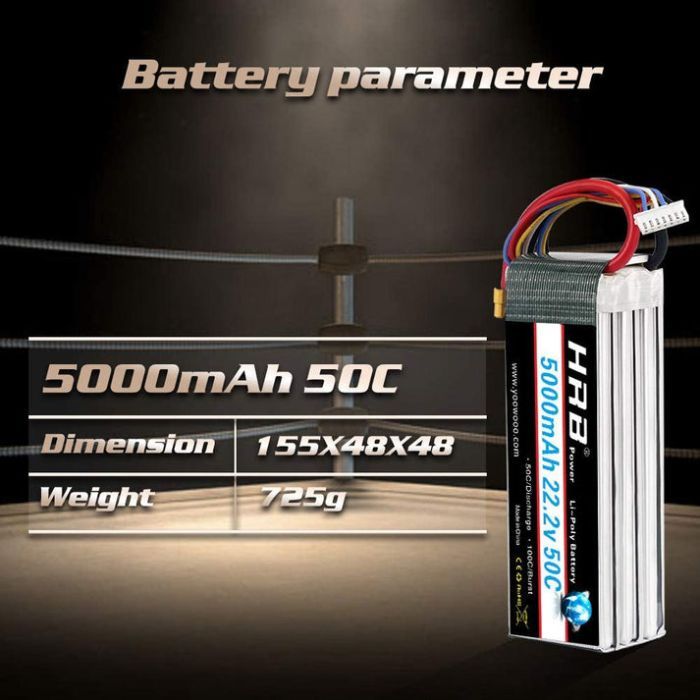 Аккумулятор для дрона HRB_ Lipo 6s 22.2V 5000mAh 50C XT60 (HR-5000MAH-6S-50C-XT60) изображение 2