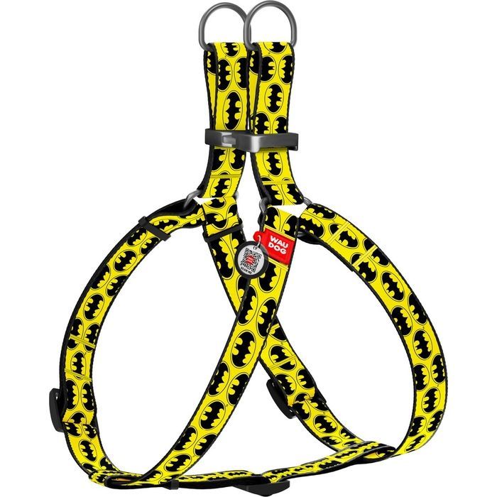 Шлей для собак WAUDOG Nylon с QR паспортом анатомическая "Бэтмен Лого" L (0725-2001)