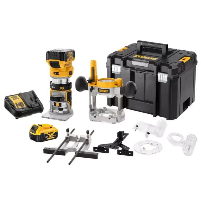 Фрезер DeWALT 18В XR Li-lon, бесщёточный, 16000-25500 об/мин, цанга 6-8мм, 2x5Ah, TSTAK (DCW604P2) изображение 2
