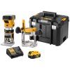 Фрезер DeWALT 18В XR Li-lon, бесщёточный, 16000-25500 об/мин, цанга 6-8мм, 2x5Ah, TSTAK (DCW604P2)
