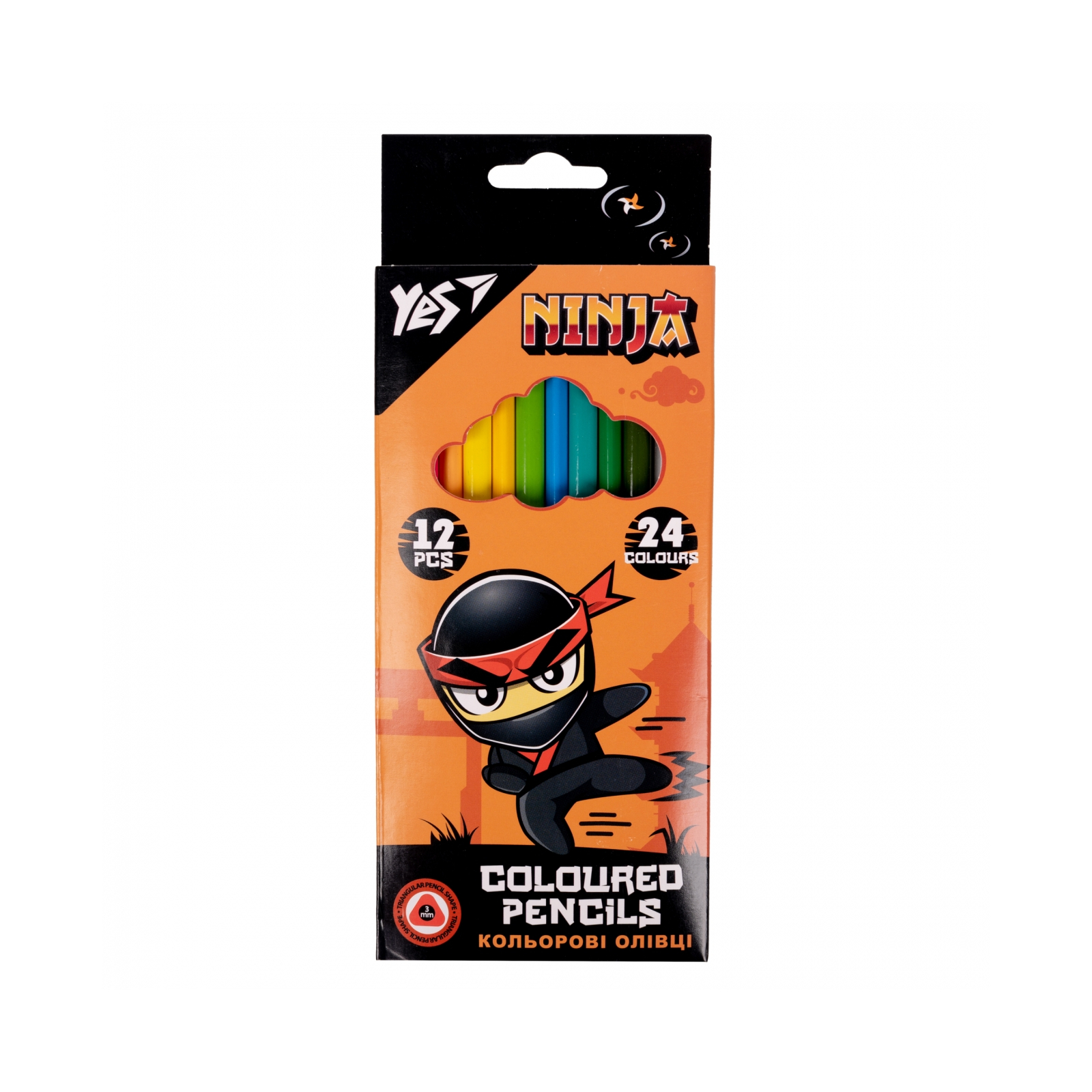 Олівці кольорові Yes Ninja двосторонні 12 шт. 24 кол. (290707)
