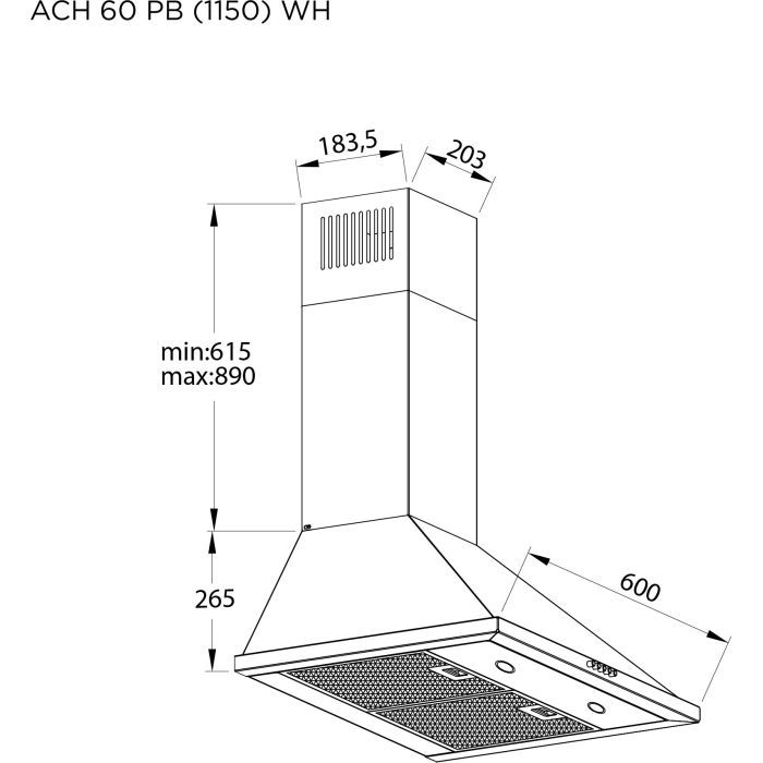 Витяжка кухонна Pyramida ACH 60 PB (1150) WH зображення 7