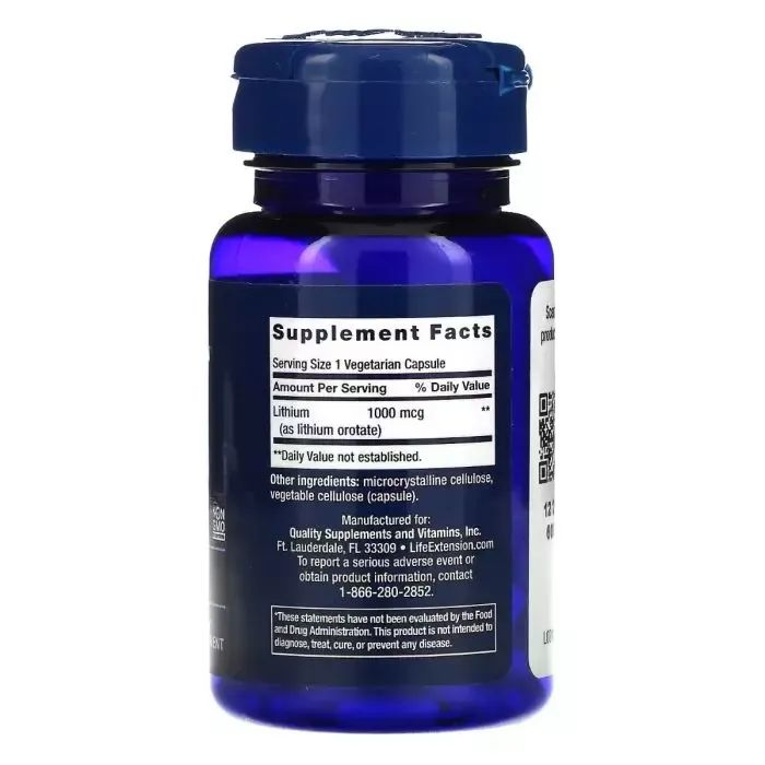 Минералы Life Extension Литий, 1000 мкг, Lithium, 100 вегетарианских капсул (LEX-24031) изображение 2