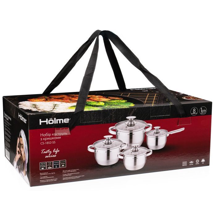 Набор посуды Hölmer з кришками 2л/2,7л/3,8л/5л (CS-1852-SS) изображение 12