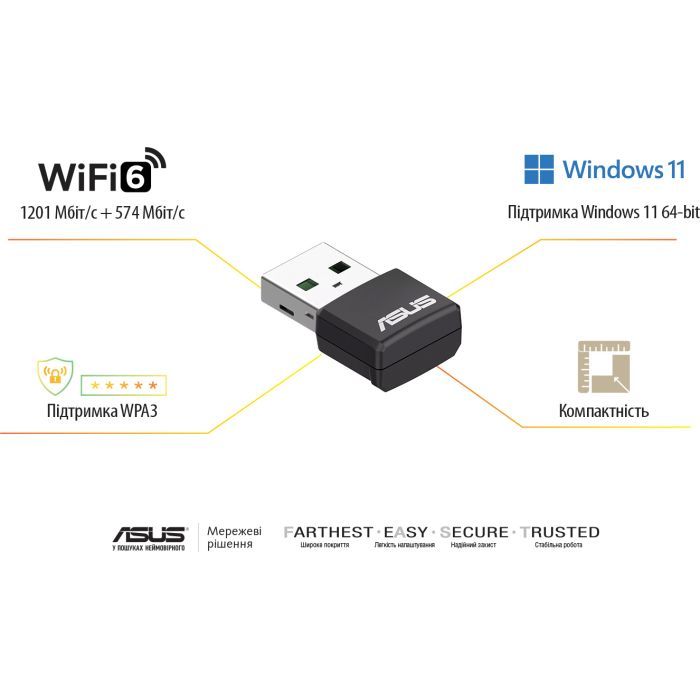 Сетевая карта Wi-Fi ASUS USB-AX55 Nano изображение 5