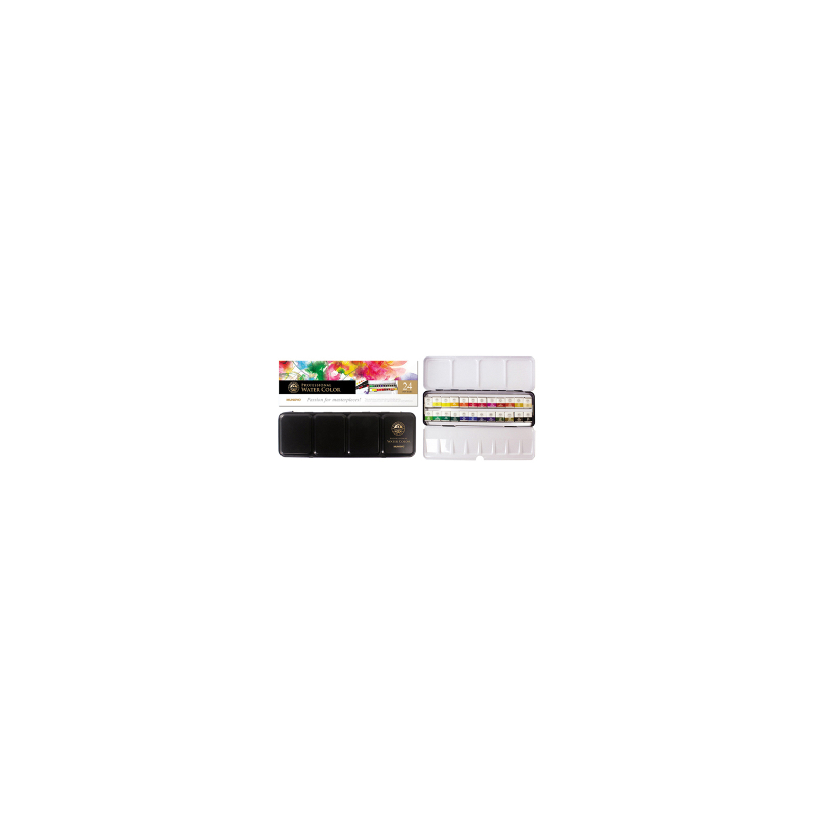 Акварельные краски MUNGYO Gallery 24 цвета в полукюветах металлический пенал (8804819109242) изображение 3