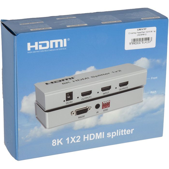 Розгалужувач PowerPlant HDMI 8K 1x2 (CA914197) зображення 5
