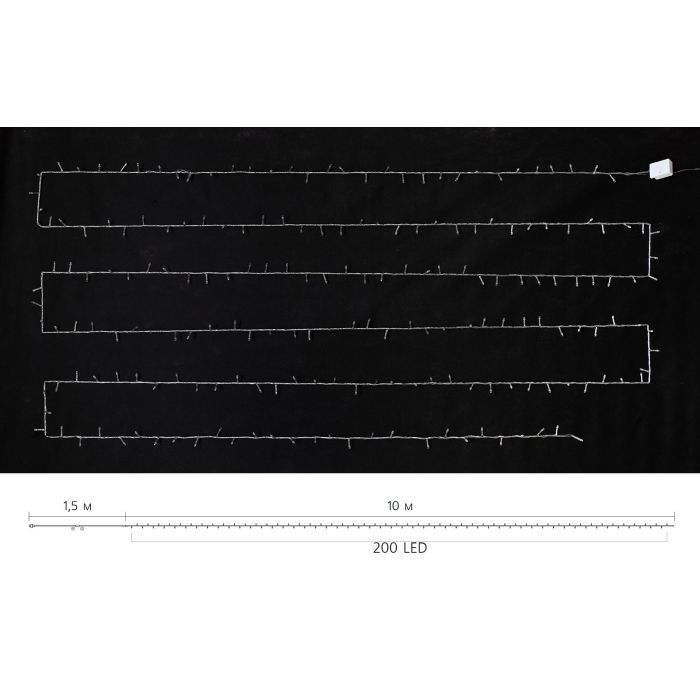 Гирлянда Delux STRING С 200 LED 10m Теплый белый/прозрачный IP20 (90017981) изображение 4