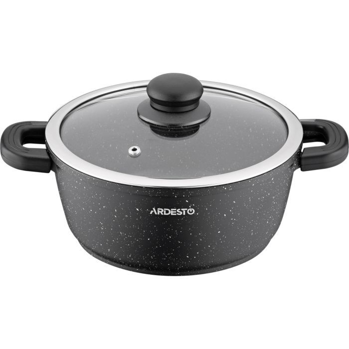 Кастрюля Ardesto Gemini Anzio скляна кришка 20 см 2,5 л чорна (AR2420GE)