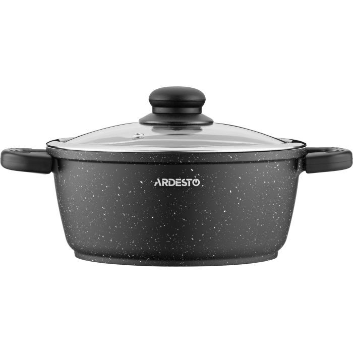 Кастрюля Ardesto Gemini Anzio скляна кришка 20 см 2,5 л чорна (AR2420GE) изображение 2