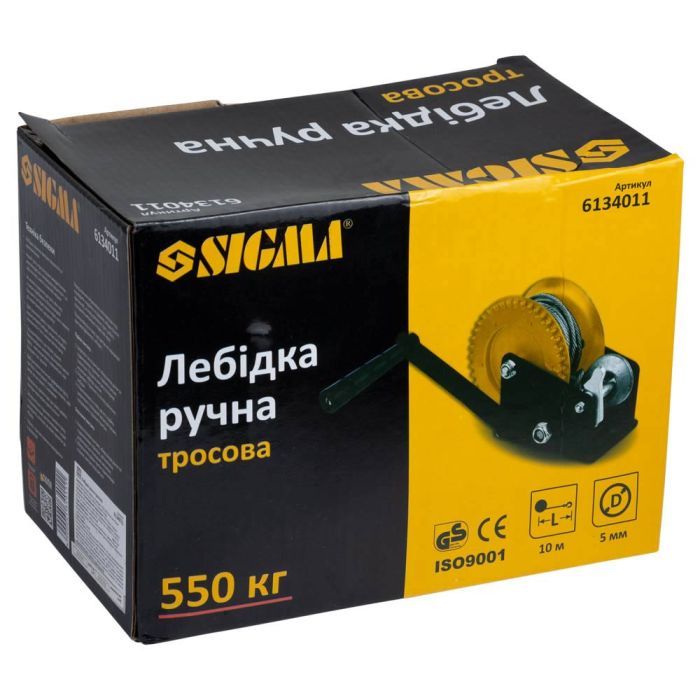 Лебедка Sigma ручная барабанная, стальной трос 10мx5мм, 550кг (6134011) изображение 12
