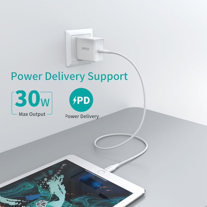 Дата кабель USB-С to Lightning 1.0m USB2.0 30W MFI Choetech (IP0040-WH) изображение 4