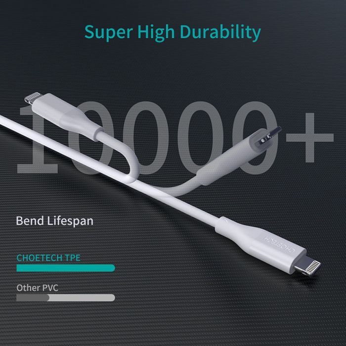 Дата кабель USB-С to Lightning 1.0m USB2.0 30W MFI Choetech (IP0040-WH) изображение 6