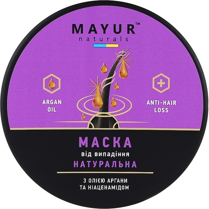 Маска для волос Mayur Против выпадения с Аргановым маслом и Ниацинамидом 250 мл (4820230953374)