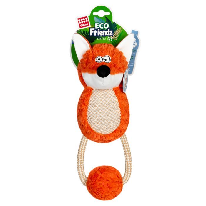 Игрушка для собак GiGwi Eco Friendz Лисичка с пищалкой и веревкой 30 см (2243) изображение 2