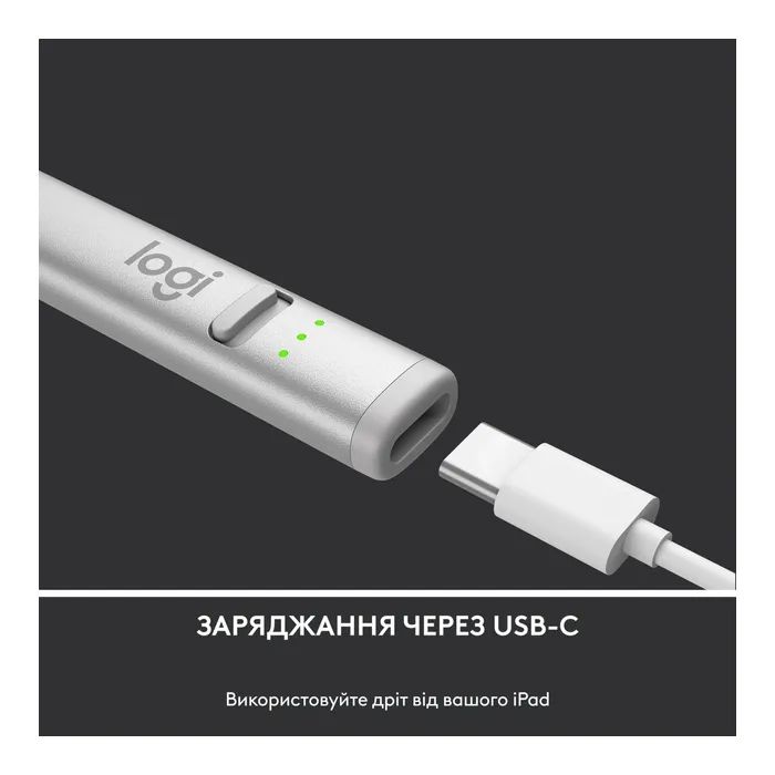 Стилус Logitech Crayon USB-C Silver (914-000074) изображение 2