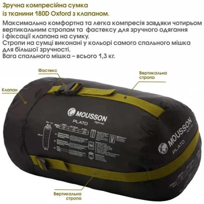 Спальний мішок Mousson PLATO R Olive (9044) зображення 11