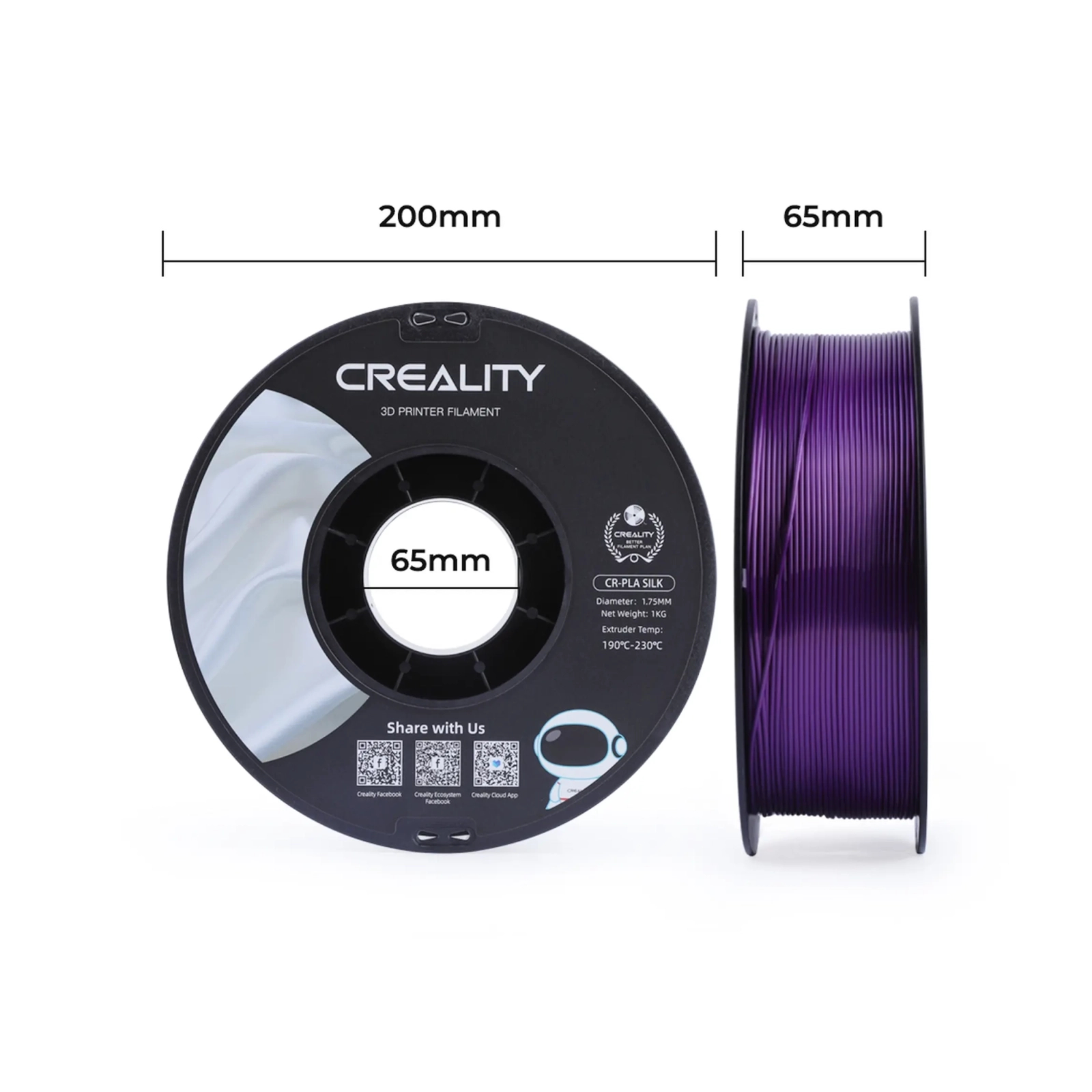 Пластик для 3D-принтера Creality PLA silky shine 1кг, 1.75мм, purple (3301120005) зображення 7