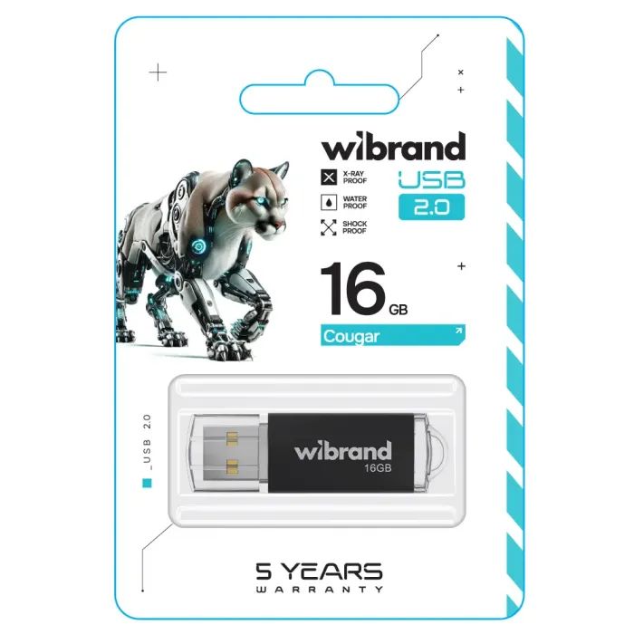 USB флеш накопитель Wibrand 4GB Cougar BlackUSB 2.0 (WI2.0/CU4P1B) изображение 2