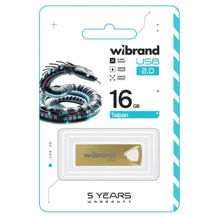 USB флеш накопичувач Wibrand 8GB Taipan Gold USB 2.0 (WI2.0/TA8U2G) зображення 2