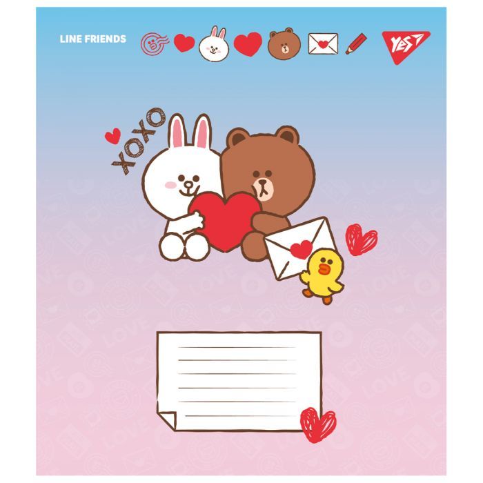 Зошит Yes Line Friends. Love letter 12 аркушів коса лінія (766934) зображення 6